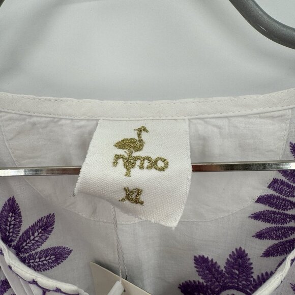 Nimo With Love White and Purple Azurite Dress sz XL NWT Cotton Embroidered - Picture 7 of 12